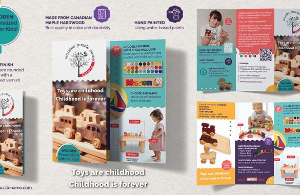 Design and print preparation of Tri-Fold Brochure for Wooden Puzzle Name Canada